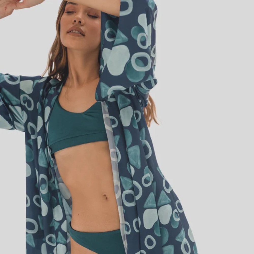 NWT Amarelle swimwear Onement Kimono Swimwear blue one size robe
